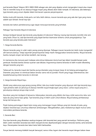 Harga Keranda Mayat Purworejo Telp 0812 9869 9940