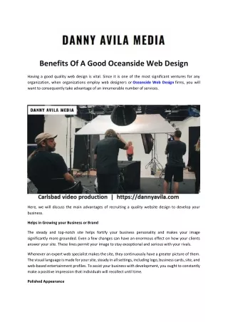 Benefits Of A Good Oceanside Web Design