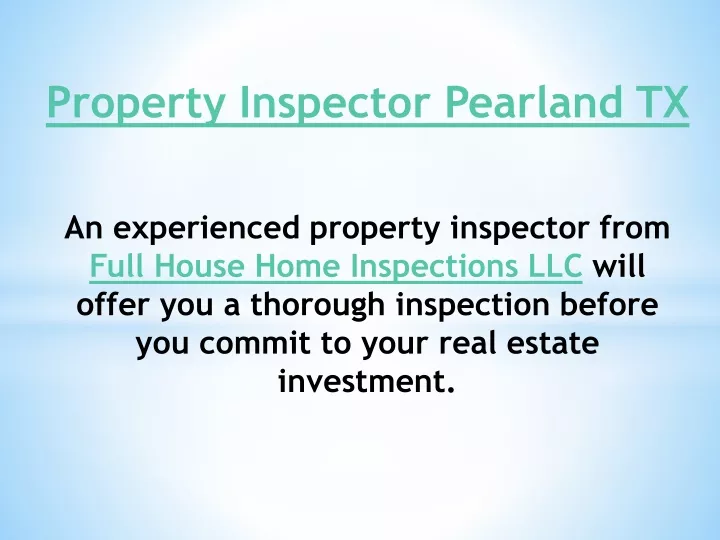 property inspector pearland tx