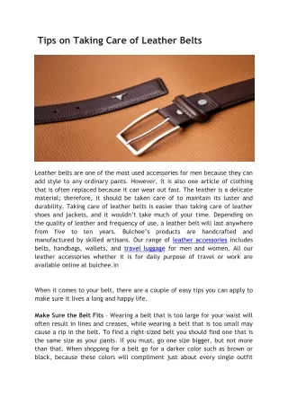 Tips on Taking Care of Leather Belts