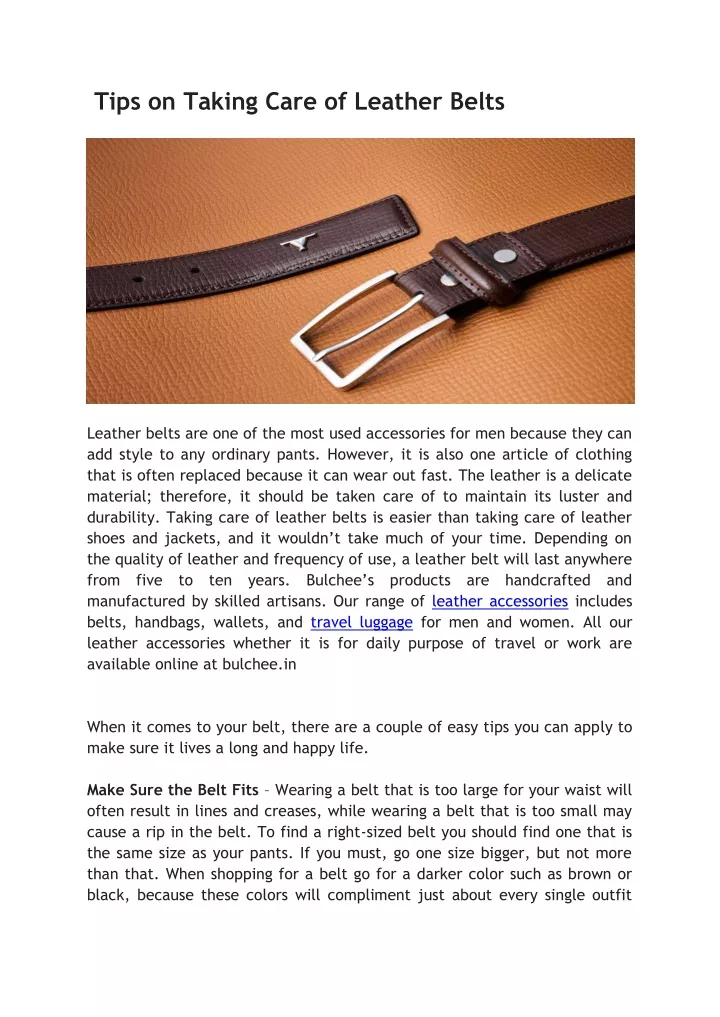 tips on taking care of leather belts