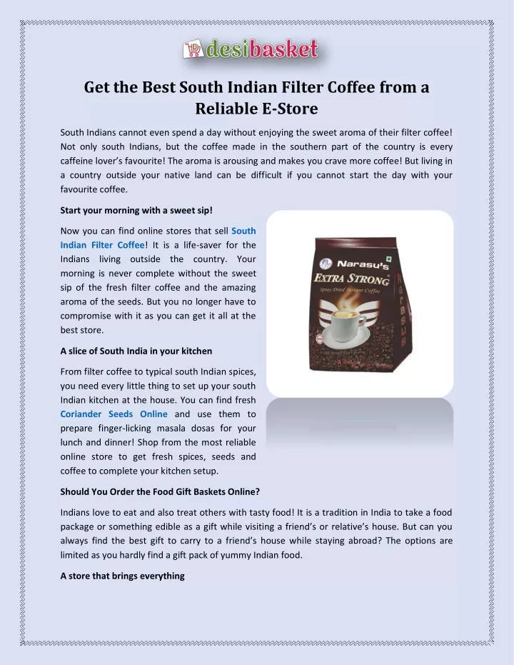 get the best south indian filter coffee from