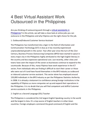 4 best virtual assistant work outsourced
