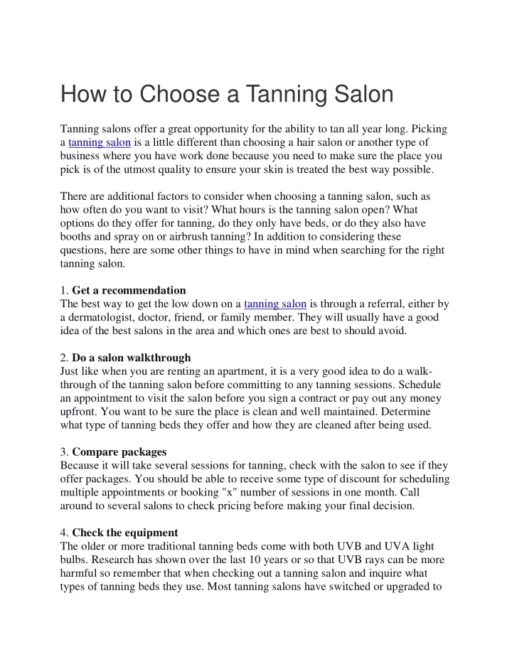 how to choose a tanning salon tanning salons