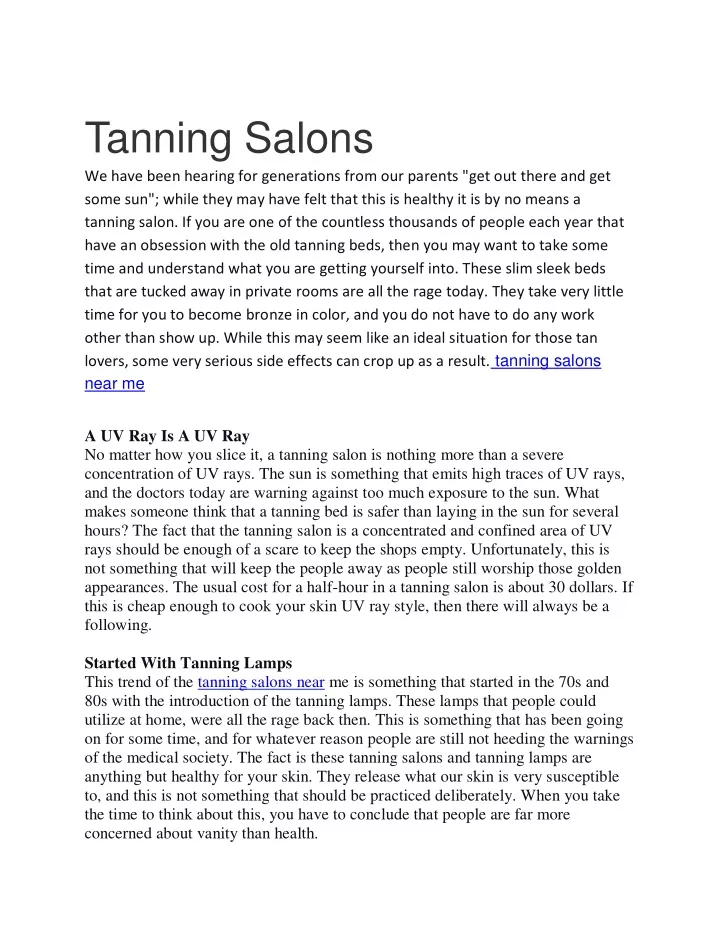 tanning salons we have been hearing
