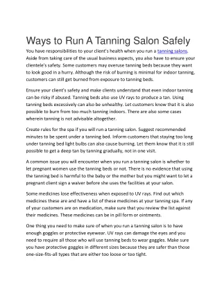 ways to run a tanning salon safely you have