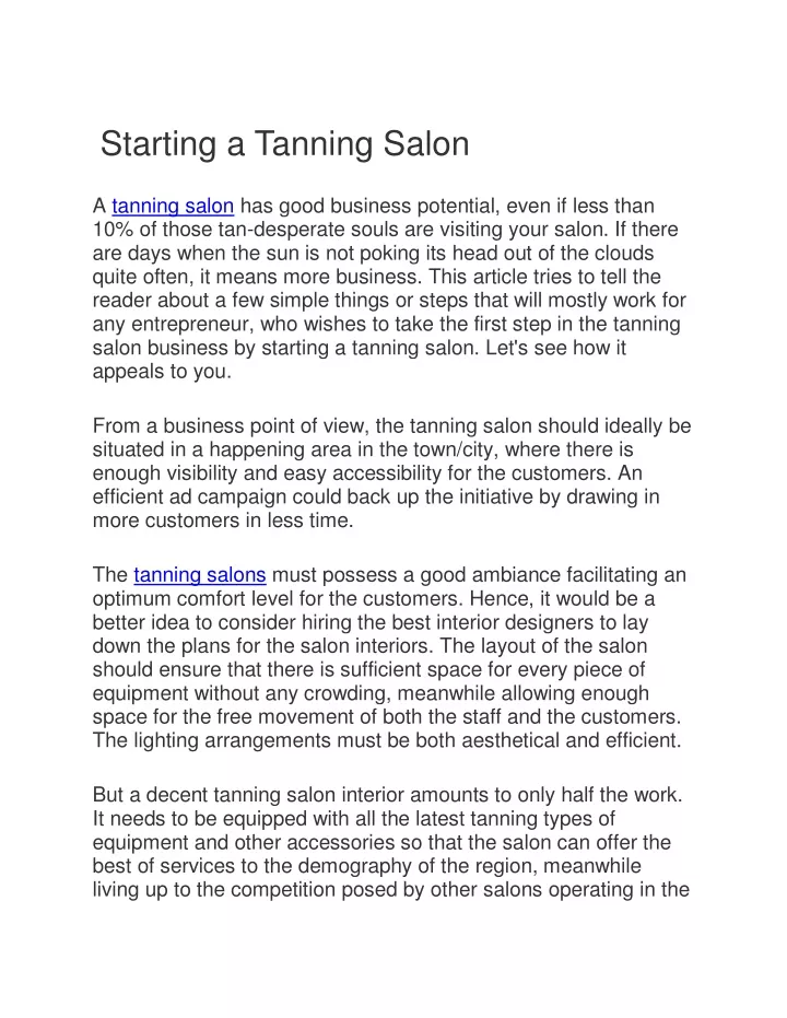 starting a tanning salon