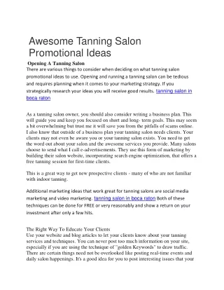 awesome tanning salon promotional ideas opening