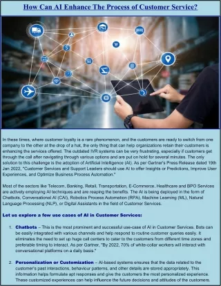 AI Enhance The process of Customer Service