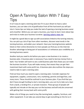 open a tanning salon with 7 easy tips