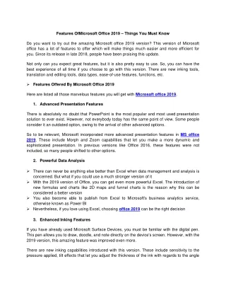 features ofmicrosoft office 2019 things you must
