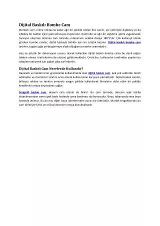 dijital bask l bombe cam bombeli cam erime noktas