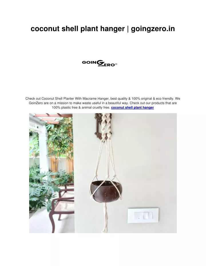 coconut shell plant hanger goingzero in