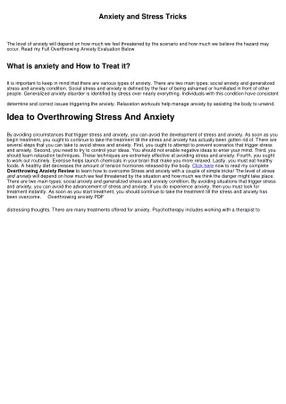 Anxiety and Stress Reviews