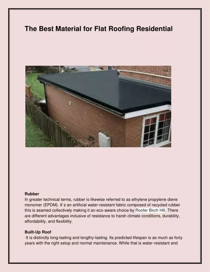 the best material for flat roofing residential