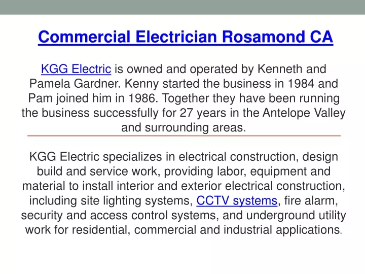 commercial electrician rosamond ca