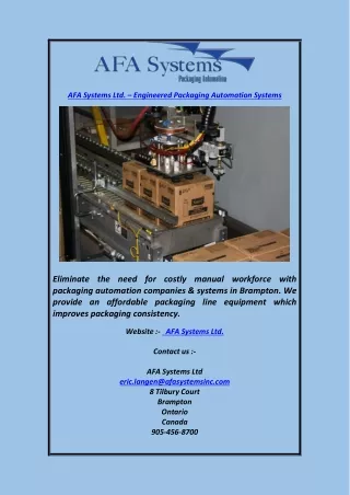 afa systems ltd engineered packaging automation