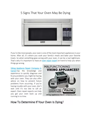 5 Signs That Your Oven May Be Dying