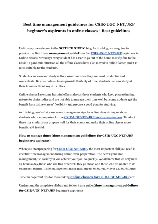 best time management guidelines for csir