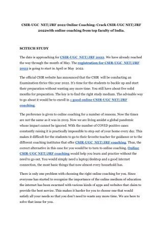 csir ugc net jrf 2022 online coaching crack csir