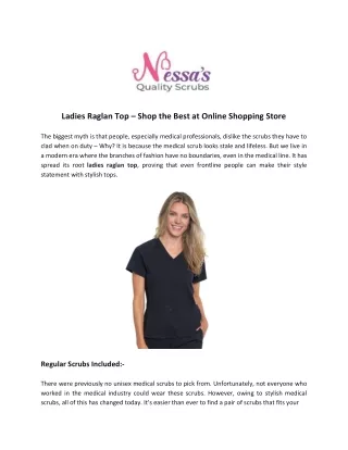 Buy Best & Affrodable Ladies Raglan Top Online - Nessas Qwality Scrubs