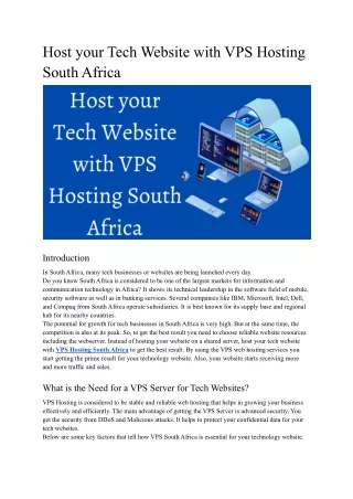 host your tech website with vps hosting south
