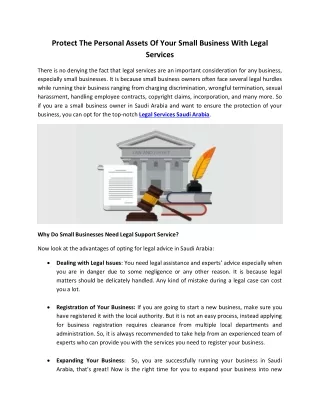 Protect The Personal Assets of Your Small Business with Legal Services