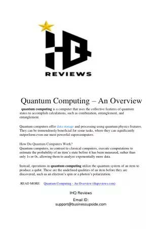 quantum computing an overview