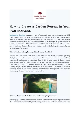 How to Create a Garden Retreat in Your Own Backyard ?