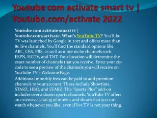 Youtube com activate smart tv  Youtube.comactivate 2022