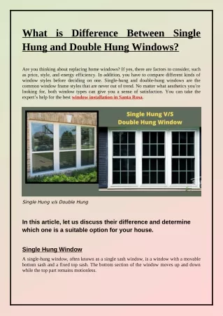 Single Hung And Double hung Windows