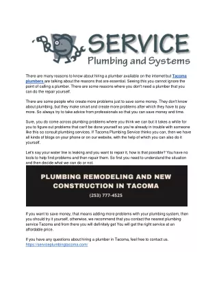 Importance of Hiring a Licensed Plumber Tacoma for Your Home