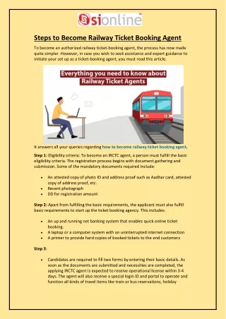 steps to become railway ticket booking agent