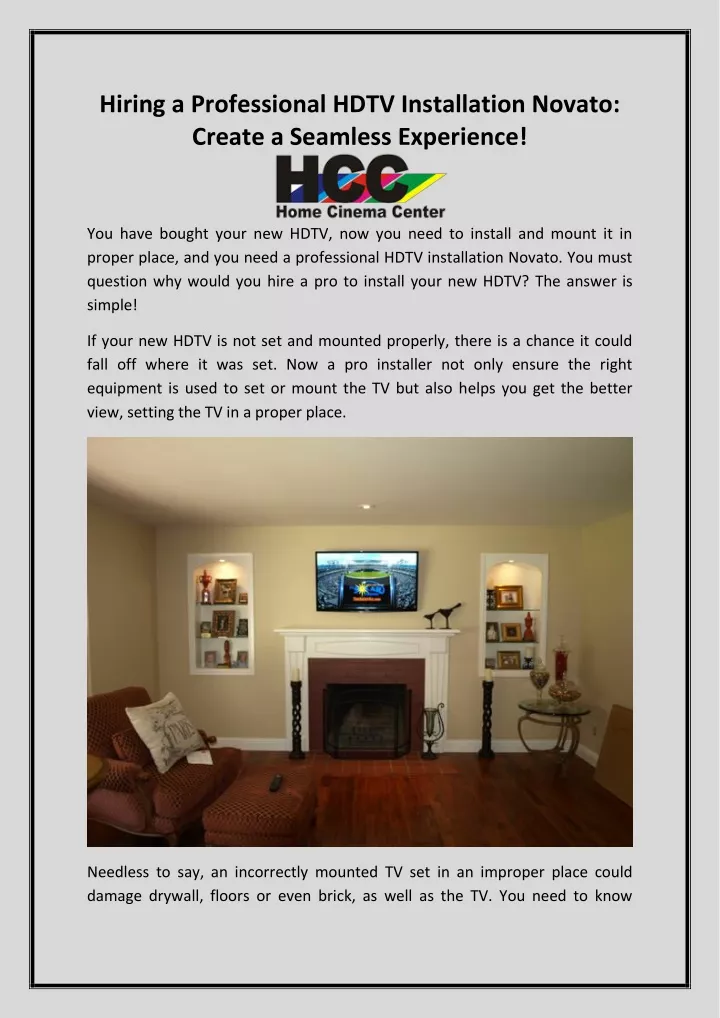 hiring a professional hdtv installation novato