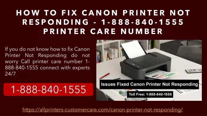 how to fix canon printer not responding 1 888 840 1555 printer care number