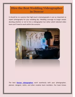 Hire the Best Wedding Videographer in Denver