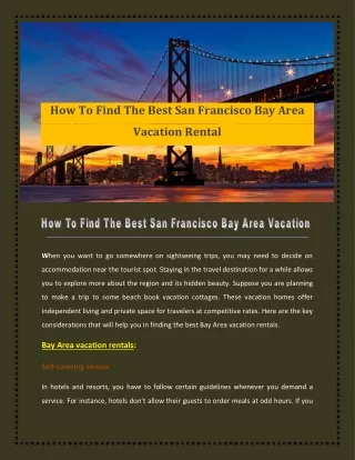 How To Find The Best San Francisco Bay Area Vacation Rental