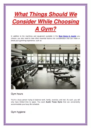 what things should we consider while choosing