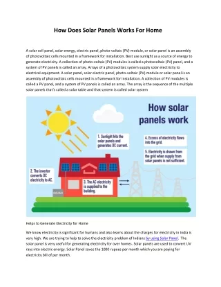 How Does Solar System Works For Home