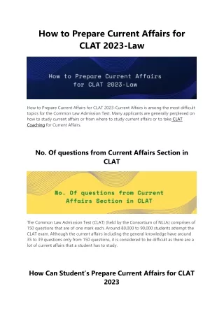 How to Prepare Current Affairs for CLAT 2023