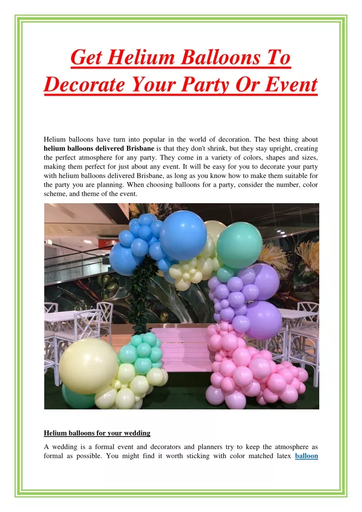 get helium balloons to decorate your party