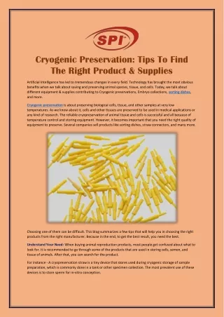 cryogenic preservation tips to find the right