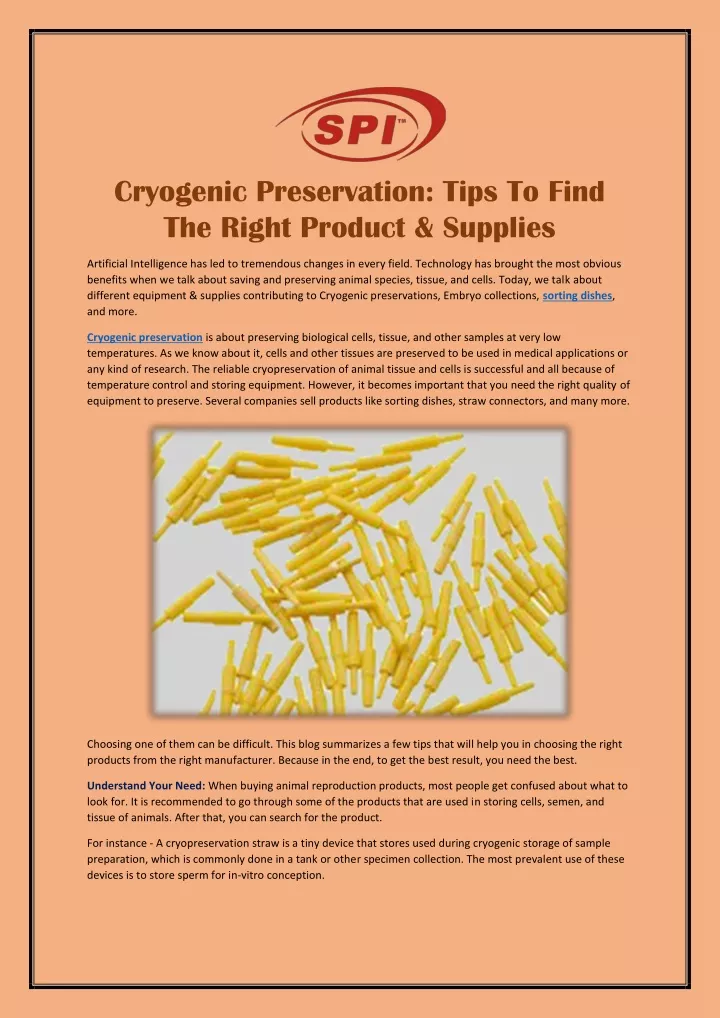 cryogenic preservation tips to find the right
