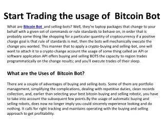 start trading the usage of bitcoin bot