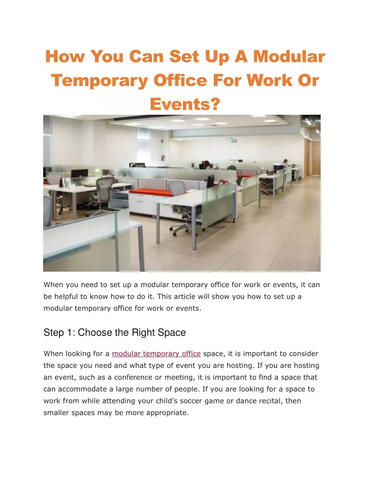 how you can set up a modular temporary office