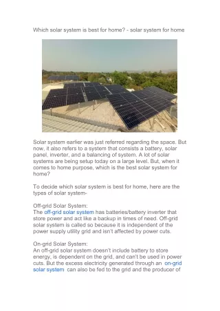 solar system is best for home
