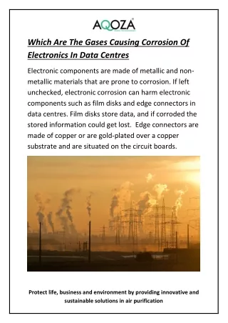 Which Are The Gases Causing Corrosion Of Electronics In Data Centres