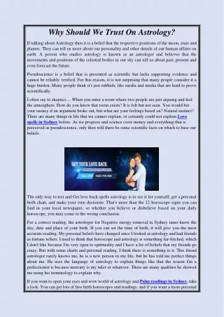 Why Should We Trust On Astrology