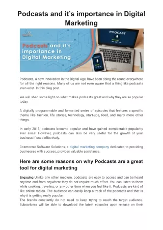 Podcasts and it’s importance in Digital Marketing
