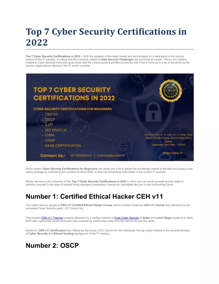 top 7 cyber security certifications in 2022